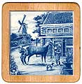 Ceramic Trivet, Antigue Delft Blue Blacksmith, 7.5