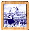 Ceramic Trivet, Delft Blue Tulip Girl, 7.5
