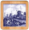 Ceramic Trivet, Delft Blue Windmill, 7.5