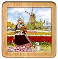 Ceramic Trivet, Color Tulip Girl, 7.5