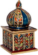 Taj Mahal Enamel Trinket Box with Rhinestones, 2.75H