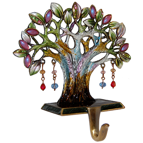 Enamel Jeweled Tree of Life Mantel Hook, 6H x 2W