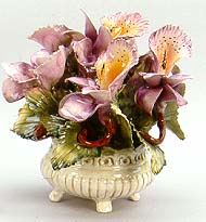 Italian Capodimonte Flowers - 9 Purple Orchid Basket