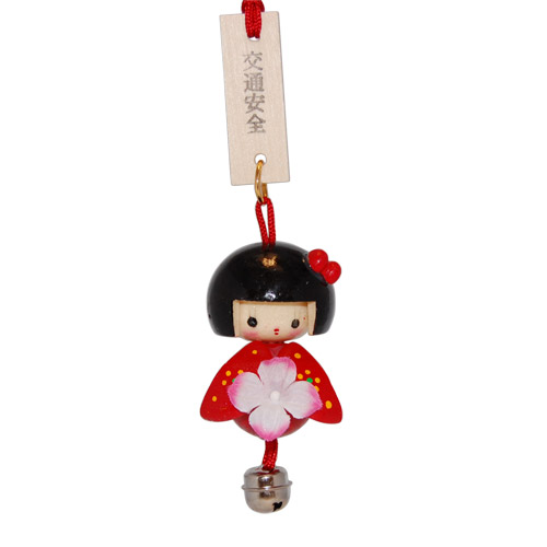 Wooden Lucky Charm, Baby Doll with Bow and Flower