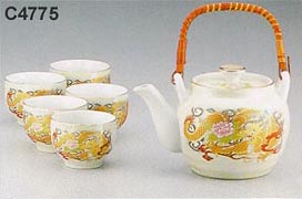 1&5 Japanese Tea Set, Pearl Botan Dragon, 40 oz