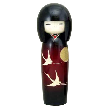 Kokeshi Doll, Lady in Burgundy Kimono, 7H