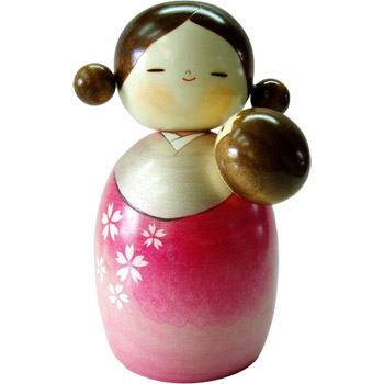 Kokeshi Doll, Mother and Child, 7.4H