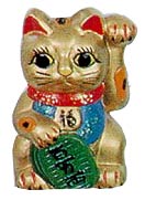 Gold Maneki Neko Lucky Cat Fridge Magnet, 2H