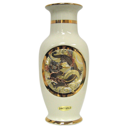 Dragon Theme, Ivory 8 Chokin Vase