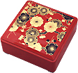 Floral Red Lacquer Box, 5-1/4SQ