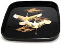 Japanese Square Lacquer Tray - Two Flying Cranes, 10.5L