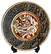Dragon Theme, Red on Marble Design 6 Chokin Plate