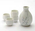 Sake Set - 1&4, White with Cherry Blossom