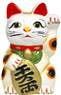White Color, Maneki Neko Lucky Cat w/ Left Hand Raised, 5