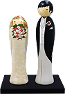 Wedding Kokeshi Doll Set, Western Bride and Groom, 9.4H
