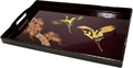 Japanese Rectangular Lacquer Tray with Handles - Gold Cranes, 19L