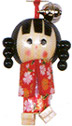 Wooden Lucky Charm, Girl Doll with Two Braided Pony Tails
