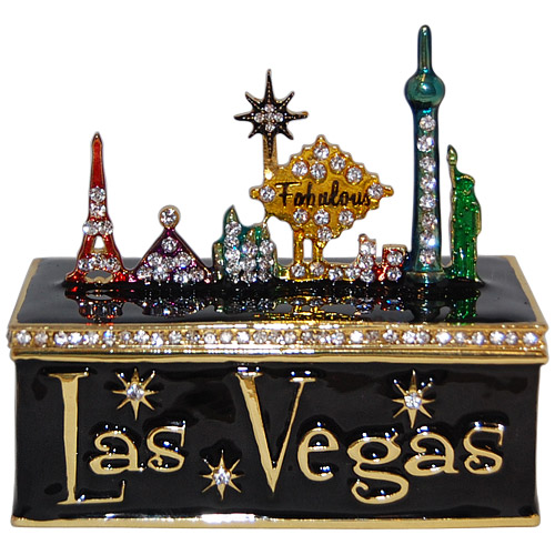 Las Vegas Skyline Enamel Jeweled Trinket Box