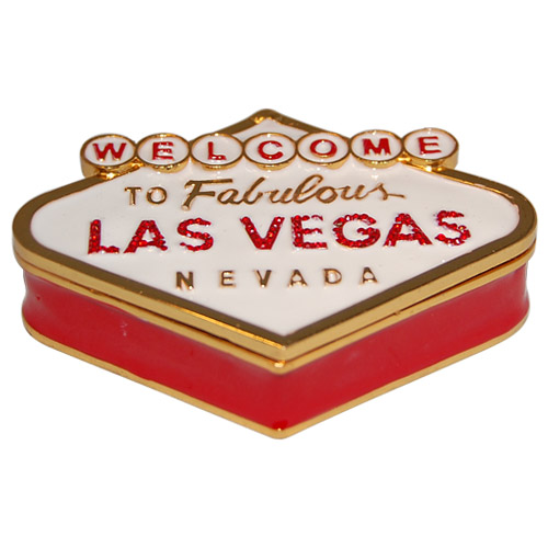 Welcome to Las Vegas Sign - Enamel Jeweled Trinket Box
