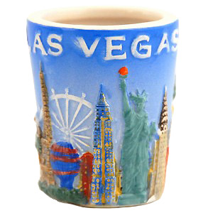 Las Vegas Sculpted Collage Shotglass