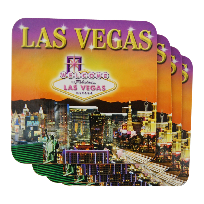 Las Vegas Sunset Square Coasters 4 Pcs