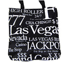 Las Vegas Souvenir Letter Canvas Tote Bag - Black, 14H