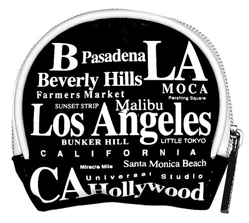 Los Angeles Gift - Coin Bag, Black/White Typography