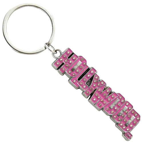 Hollywood Sign Metal Key Chain - Pink with Rhinestone