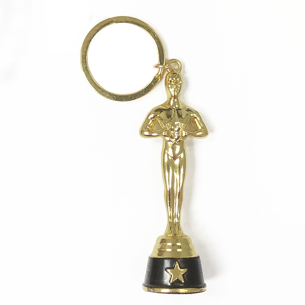 3D Gold Hollywood Award Trophy Key Chain
