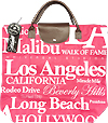 Los Angeles Themed Tote with Top Closure, Waterproof Canvas in Pink