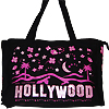 Hollywood Sign Tote Bag with Pink Stars - Black