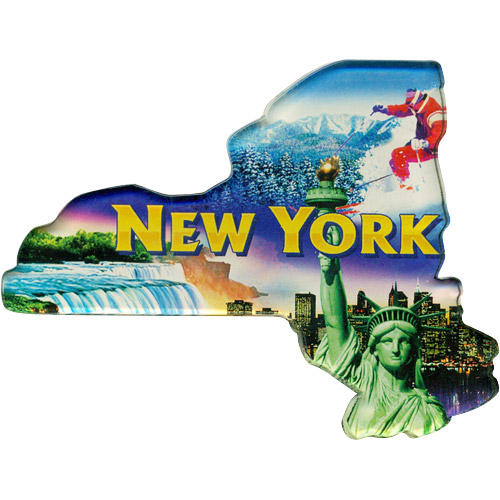 New York Scenes State Map - Large Acrylic Magnet