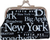 New York Clip Coin Purse - Black/White Typography