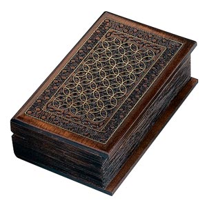 Carved Wooden Box - Book-Like Box, 7.5L