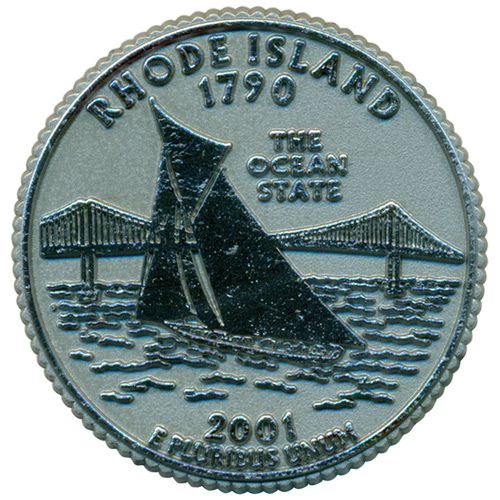 Rhode Island State Quarter Magnet - Rubber, 2.5D