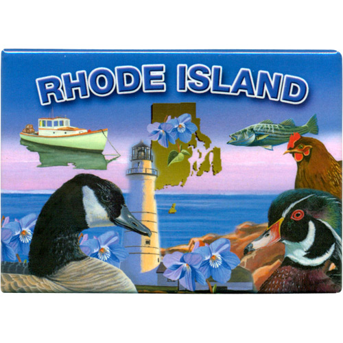 Rhode Island State Icons Souvenir Large Metal Magnet