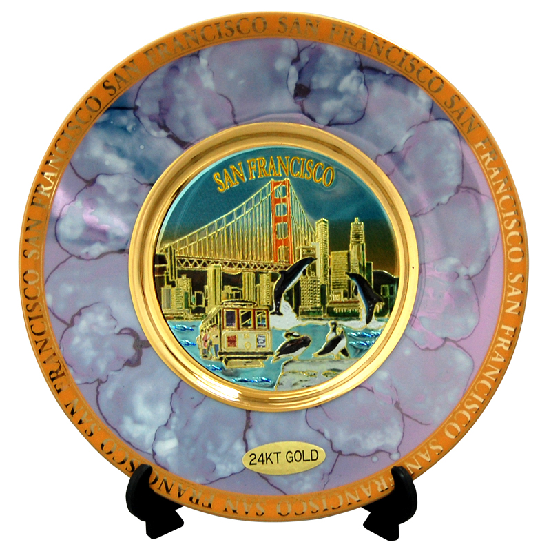 San Francisco Chokin Plate, Blue/Purple Mother-of-Pearl, 6D, photo-1