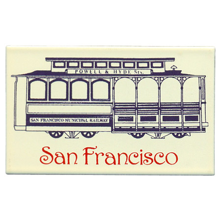 San Francisco Cable Car - Porcelain on Steel Magnet, 2-1/4L