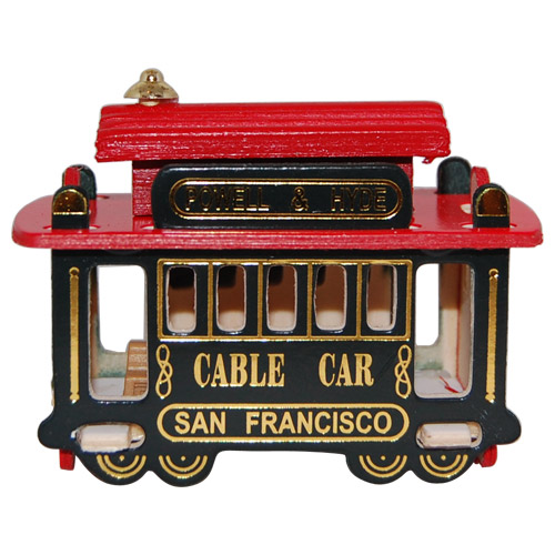 San Francisco Souvenir Wooden Cable Car Magnet, 3L