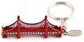 Golden Gate Bridge 3-D Red Metal Keychain with Rhinestones