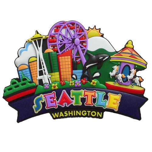 Seattle Souvenir Magnet - Collage of Seattle Icons