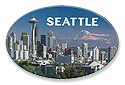 Seattle Skyline Photo Oval Tin Magnet