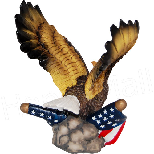 Patriotic Bald Eagle and USA Flag Figurine - 4.25H, photo-1