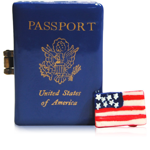 American Passport - Patriotic Porcelain Trinket Box