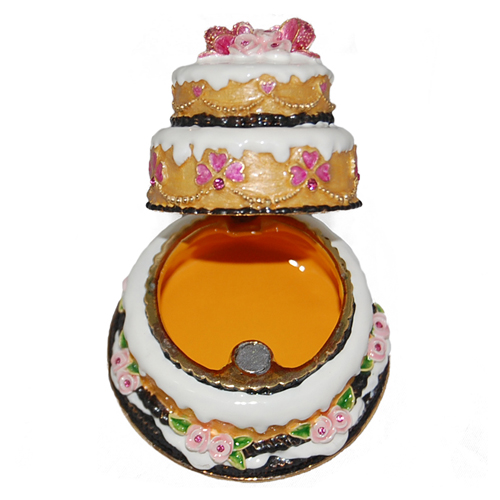 Wedding Cake Jeweled Enamel Trinket Box, 2.25H, photo-1