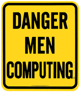 Danger Man Computing Large Porcelain Sign, 13x11