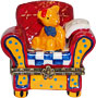 Teddy Bear On Arm Chair - Porcelain Trinket Box