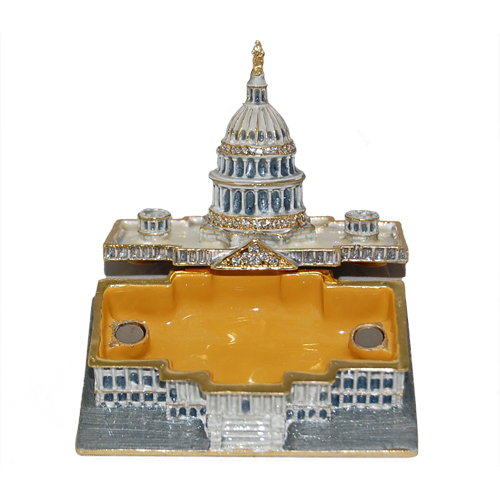 Capitol Building Enamel Jeweled Trinket Box, photo-1