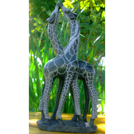 \u201cKissing Giraffe Couple\u201d AFRICAN ART  Shona Stone Sculpture
