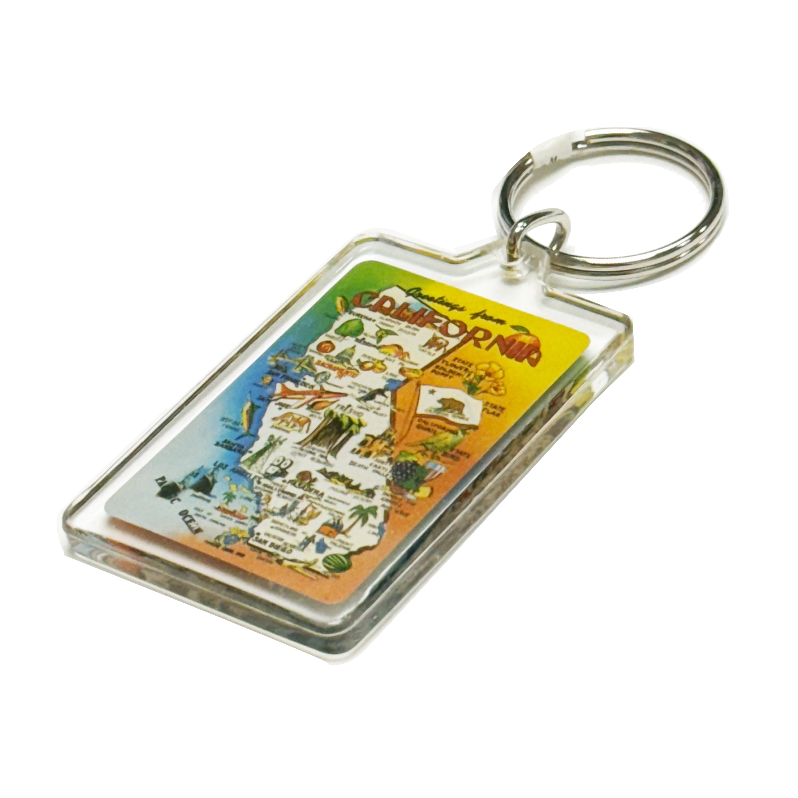 California State Map Post Card Acrylic Key Chain, photo-1